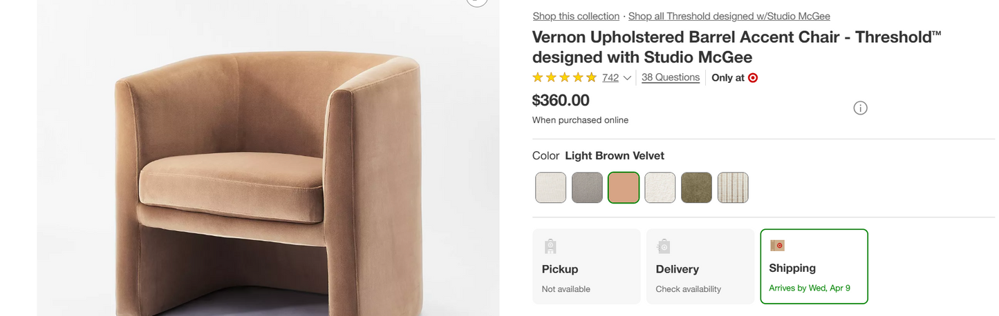 Vernon Upholstered Barrel Accent Chair