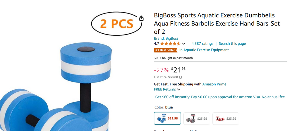BigBoss Sports Aquatic Exercise Dumbbells -Set of 2